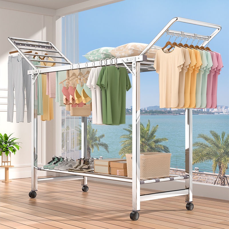 Multifunctional Floor Folding Towel Drying Rack Transportable