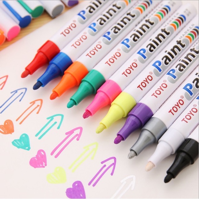 12 Colors White Waterproof Rubber Permanent Paint Marker Pen Car Tyre Tread  Environmental Tire Painting Dropshipping