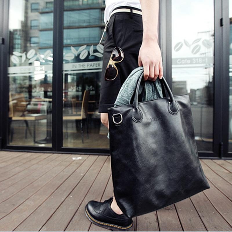 Large black leather tote bag with zipper hot sale