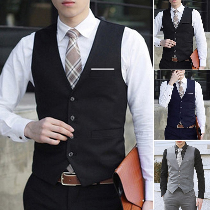 Men s Formal Business Vest Suit Slim Fit Shopee Singapore