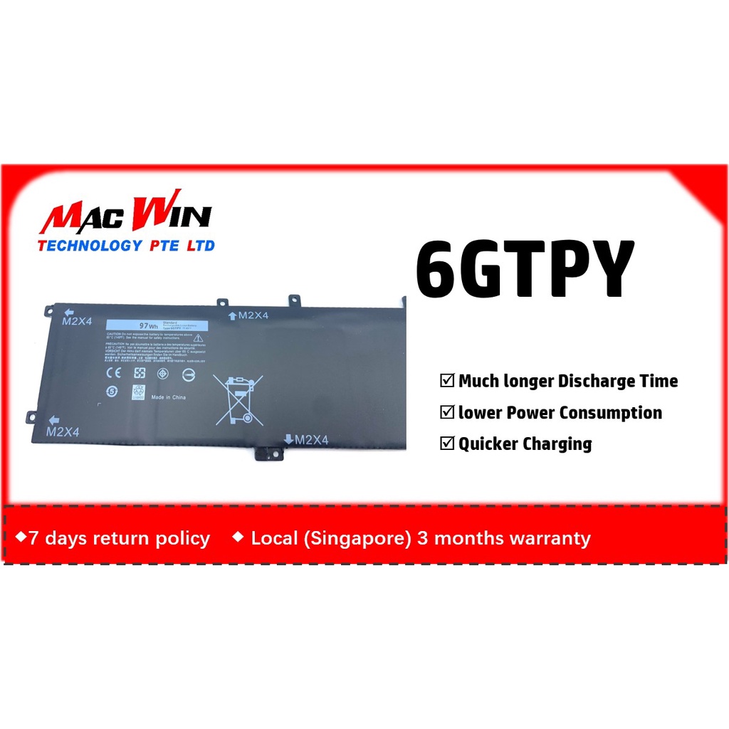 6GTPY Battery for Dell XPS 15 9570 9560 9550 7590 Precision 5530