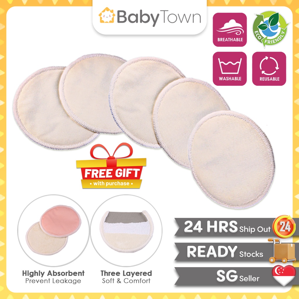 HappyFlute 6pcs/Set Solid Organic Reusable Breast Pads Washable Super  Absorbency Reusable Bamboo Nursing Pads With Laundry Bag