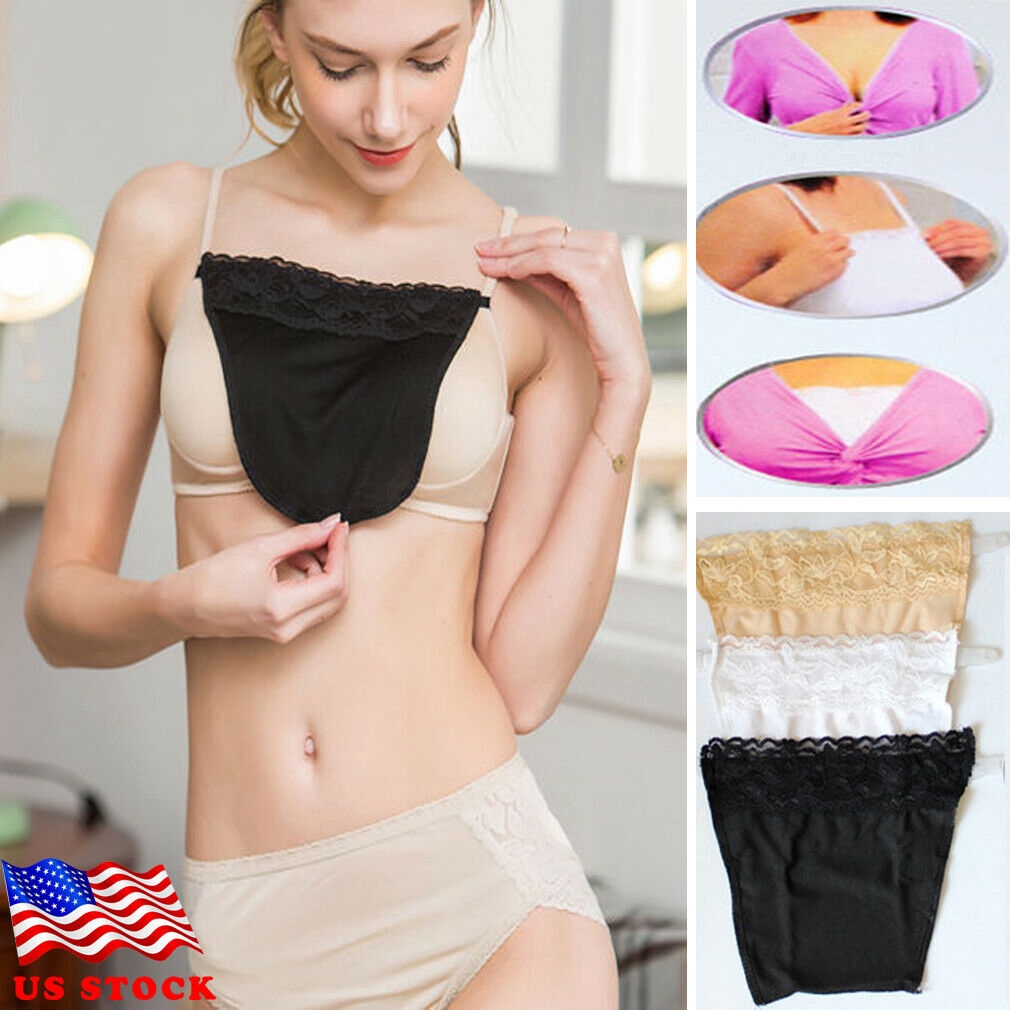 3 in a Pack Women´s Clip-on Lace Mock Camisole Bra Insert Modesty Panel