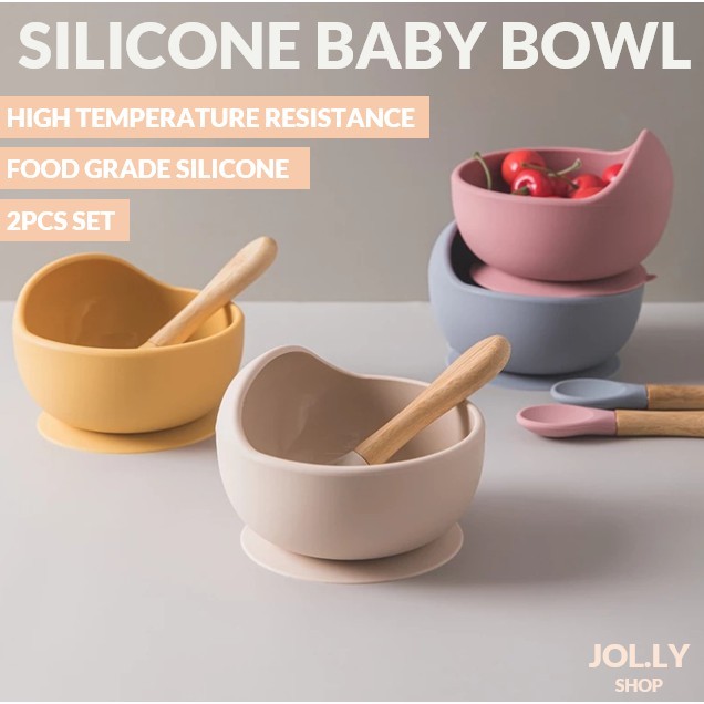 Silicone Baby Bowls with Spoon, 2PCS Baby Feeding Set Suction