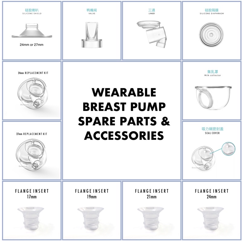 Spectra Baby Bottle Parts Replacement Rings Nipples Caps Duckbill Valves 23  Pcs. 