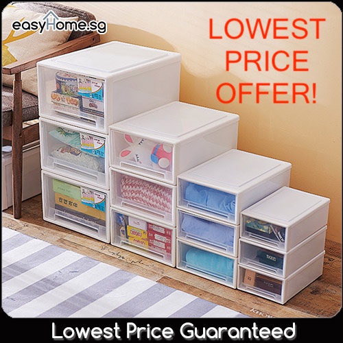 Easyhome.sg Stackable Storage Drawer Plastic container storage Box cabinet