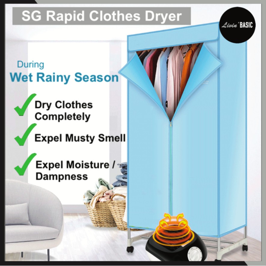 SG Portable Clothes Dryer Electric Laundry Machine 1000W Indoor Cloth UV  Storage Drying Rack Hanger Foldable