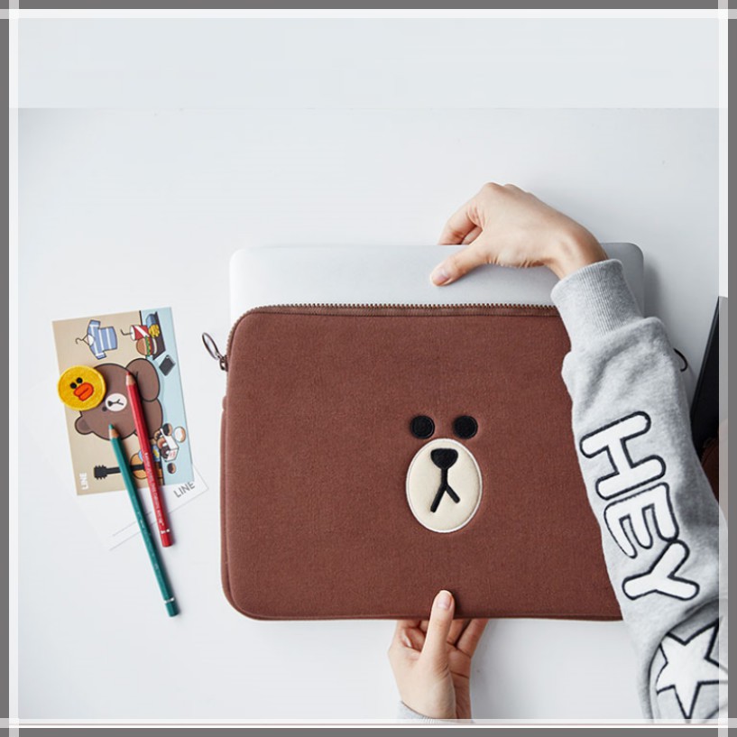 ⭐️ READY STOCK⭐️Line Brown bear Bag Laptop Sleeve Laptop Case Cute Trendy  Korea