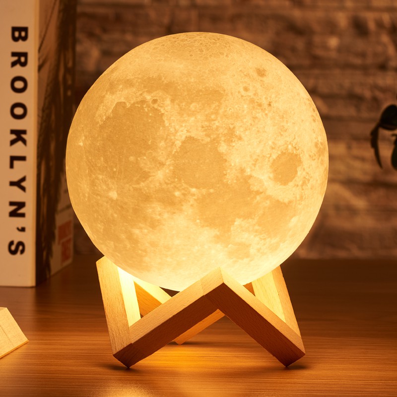 DTOETKD Moon Lamp, 16 Colors 3D Printed Moon Lights Kids Night
