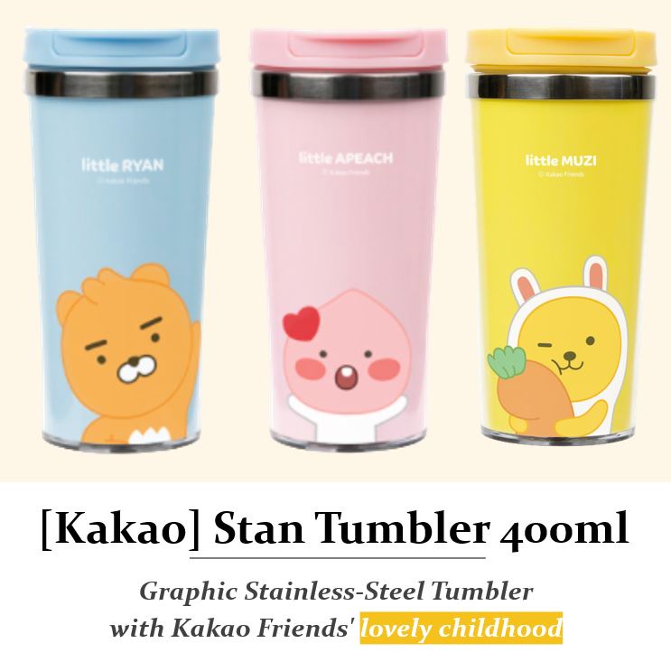 Little Friends Stainless Steel Tumbler with Lid & Straw Apeach