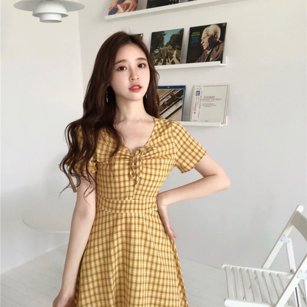 Checkered dress outlet yellow