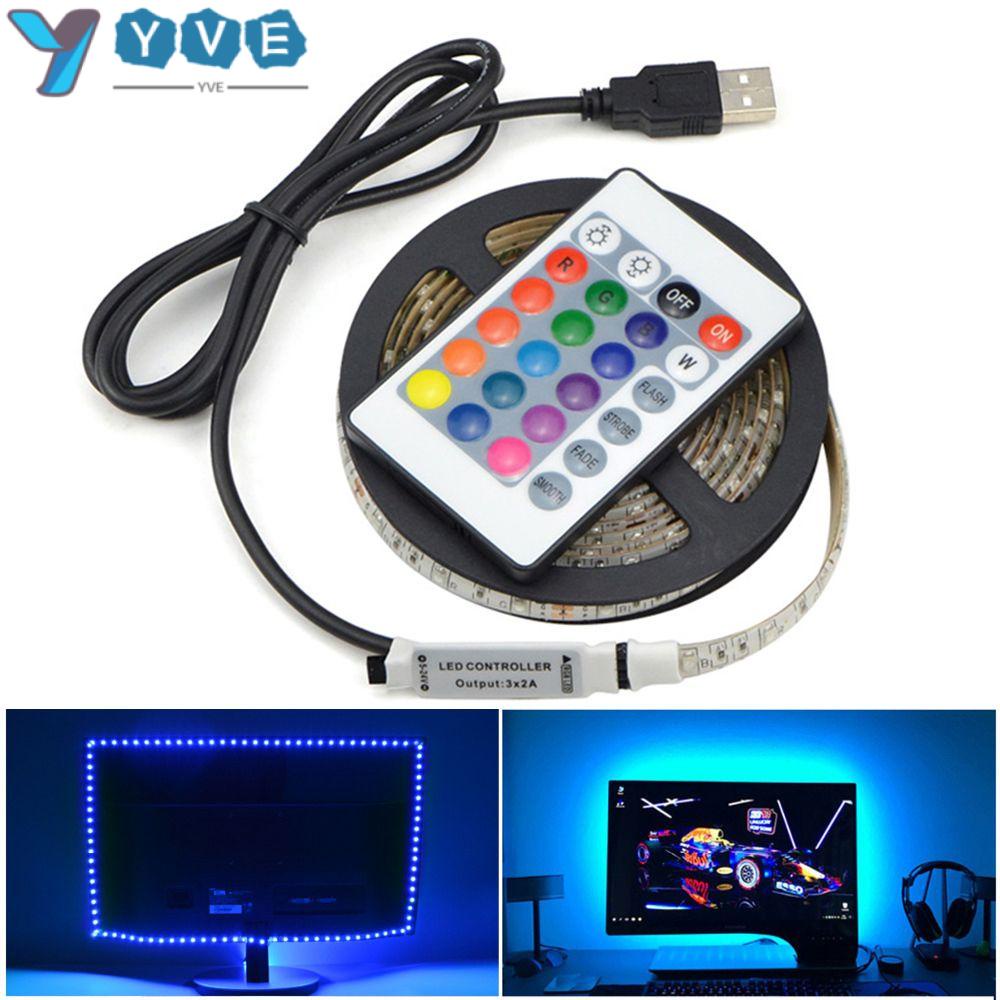 5V USB LED Strip Light 5050 RGB TV Desktop PC Backlight Bias Lighting  Flexible Lamp With Remote Control