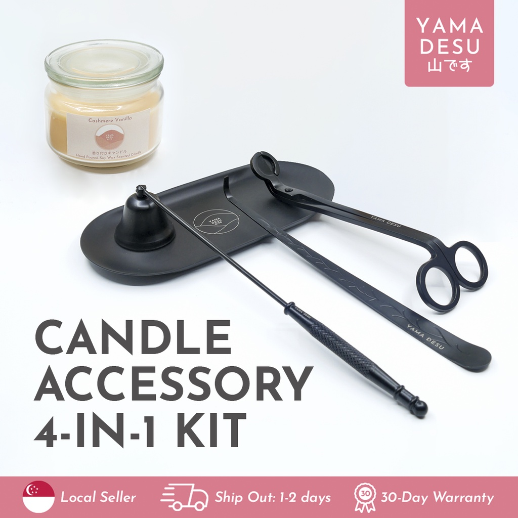 4-in-1 Candle Accessory Tool Set with [Tray+Candle Wick Trimmer+