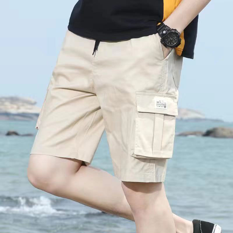 Men's elastic drawstring cargo on sale shorts