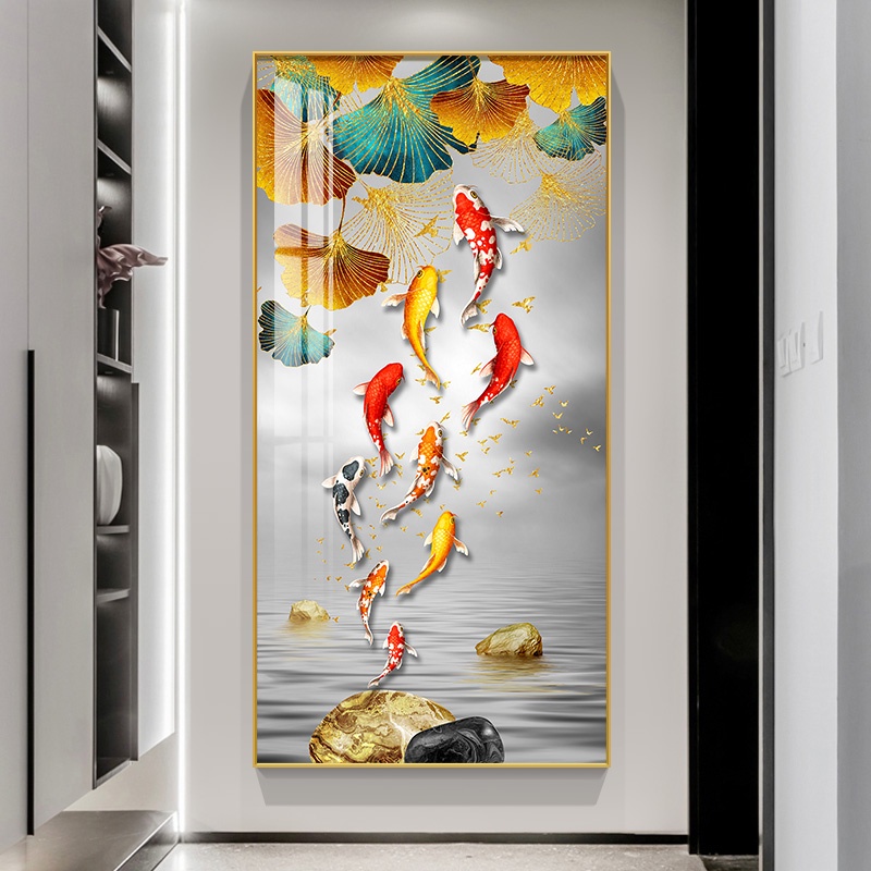 Abstract Koi Canvas Painting Wall Art FengShui Fish Posters and