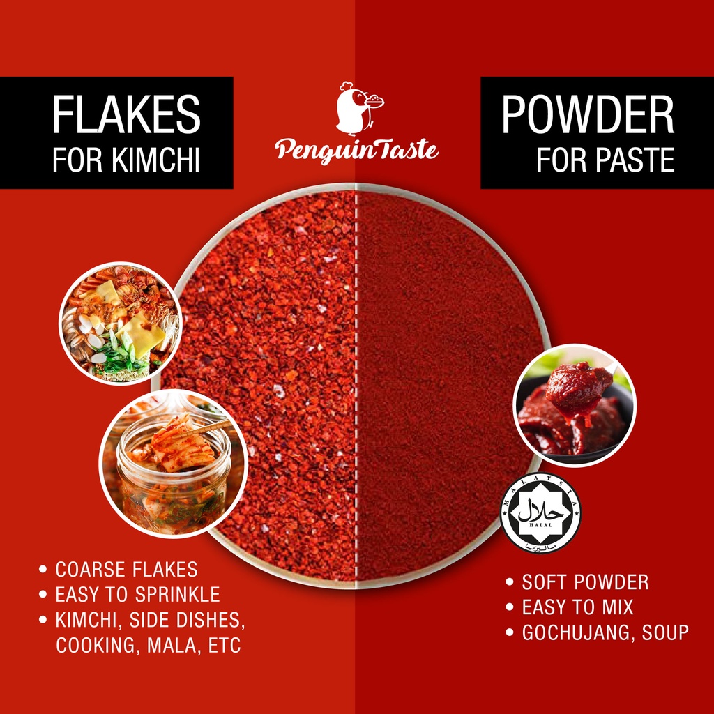 HALAL JAKIM Korean Chili Flakes/Chili Powder - Gochugaru by PENGUIN  TASTE/韩式辣椒粉/Red Pepper Powder/Korean Chili | Shopee Singapore