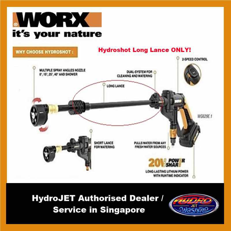 Worx HydroShot WA0003 Long Lance Shopee Singapore