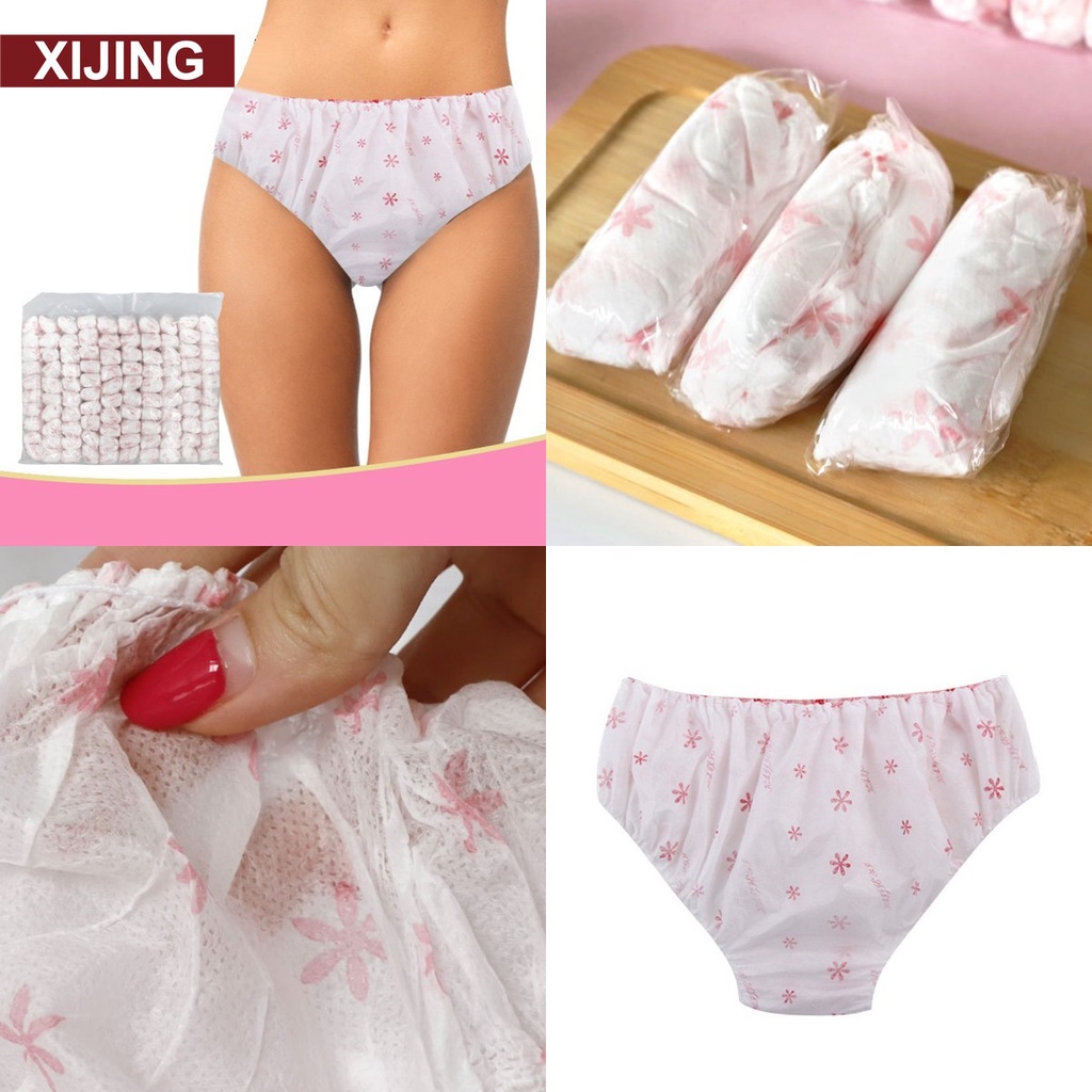 6pcs/set Women Disposable Panties Non-woven Print Underwear Travel  Postpartum Portable Cotton Briefs