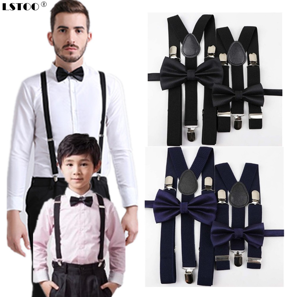 Luster Y-Back Suspenders Bow Tie Set