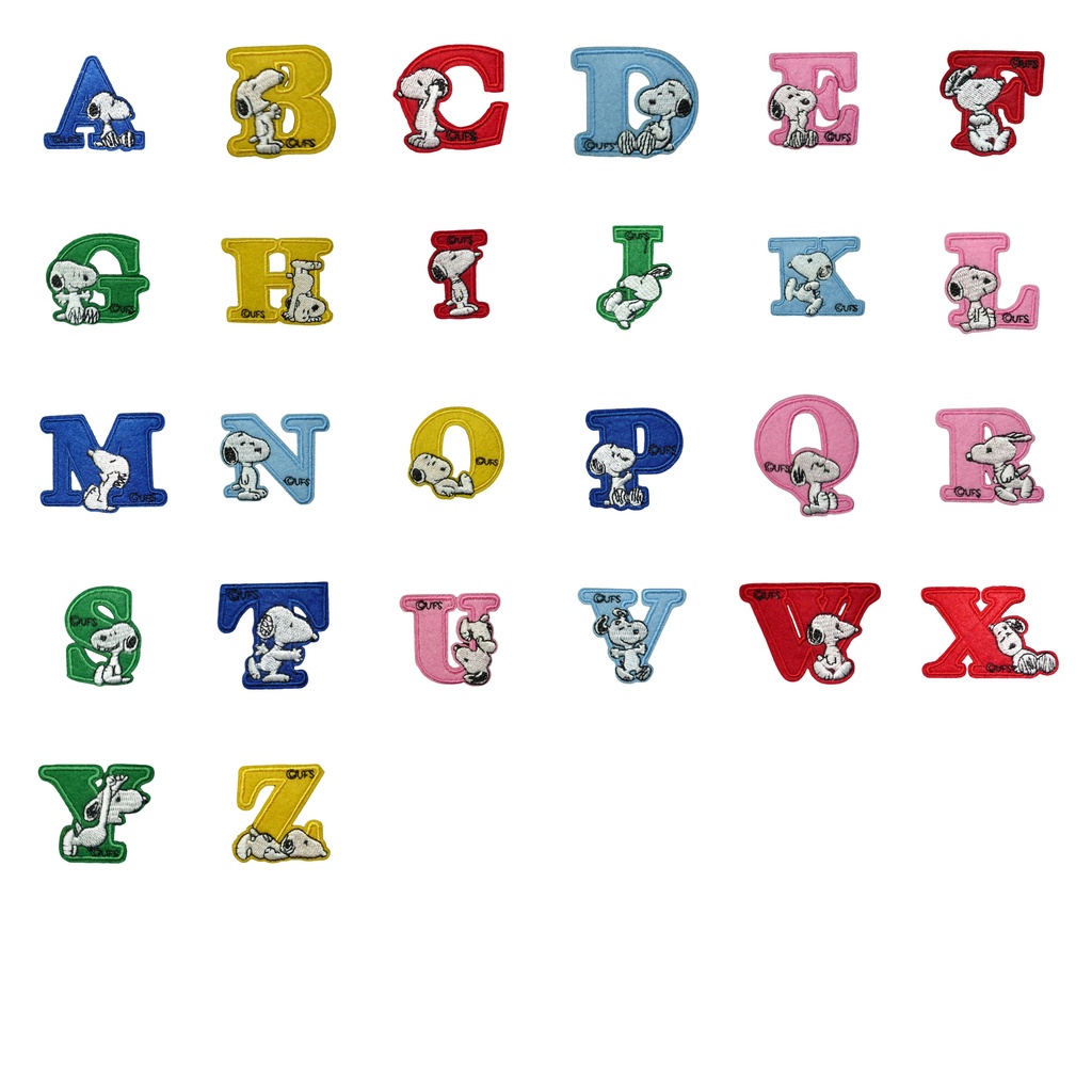 Letter A-Z Alphabet Iron On Patch ABC Letters Snoopy Children