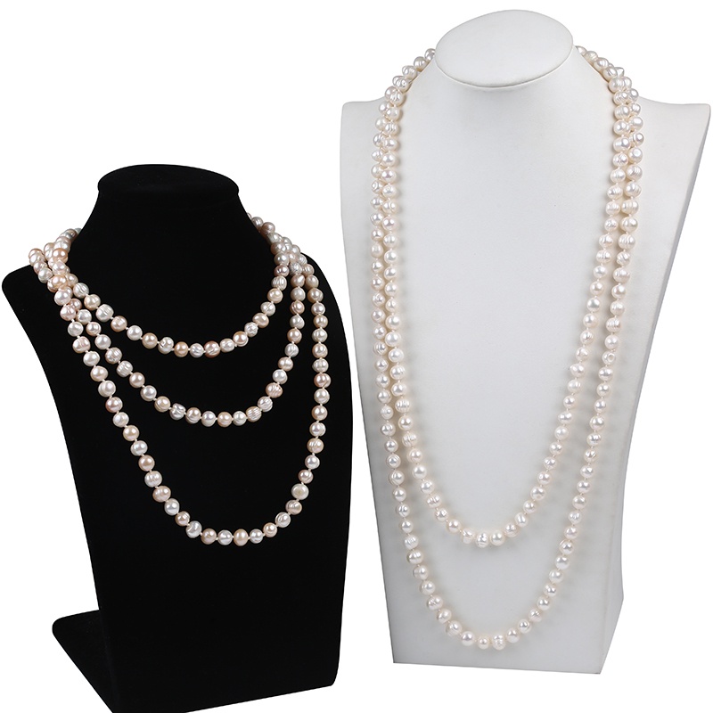 White pearl hot sale long necklace