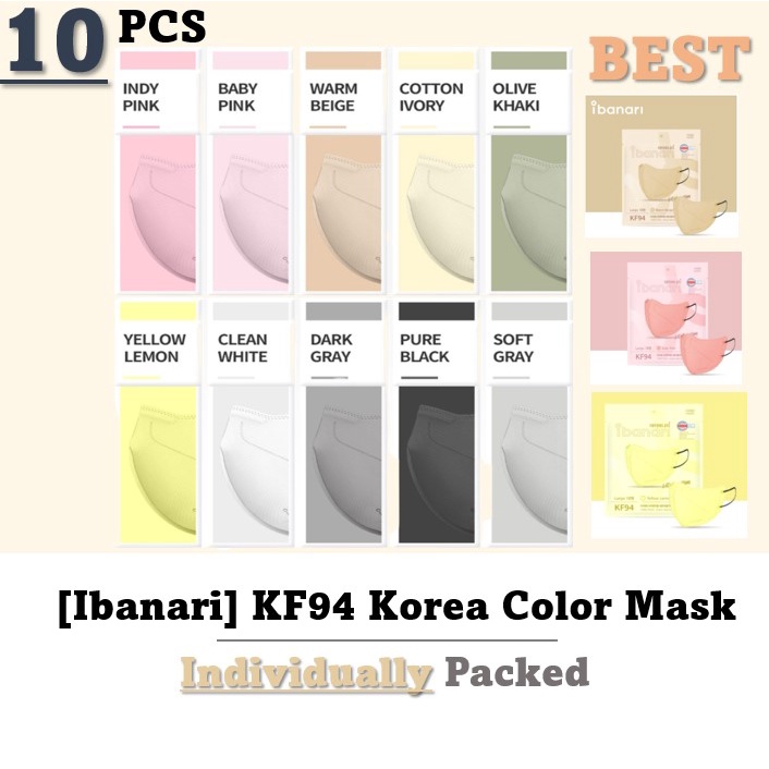 ibanari] BTS Jhope & Taeyeon KF94 Mask 10pc/box (6 Colors) • Millie Style  Store