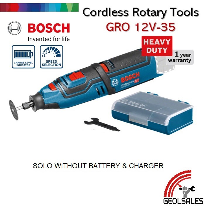 Bosch GRO 12V-35 Rotary Tool 12V 2 x 2.0Ah Li-ion + Accessories