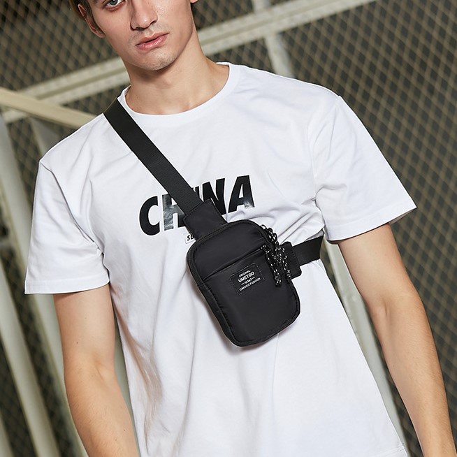 Small Chest bag Crossbody bag For Men Korean Boys Waist bag Black