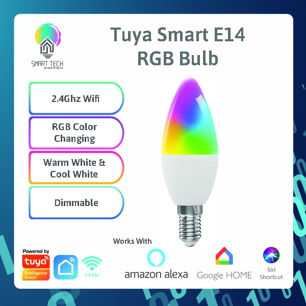 Tuya Smart Wifi LED Bulb E14 Candle Light RGBCW