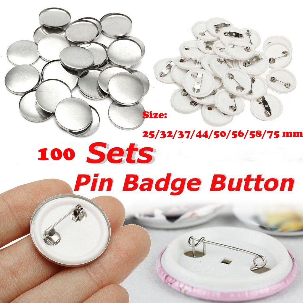 Ready Stock 100Sets Blank Button Badge Pin Parts for DIY Button Badge Maker