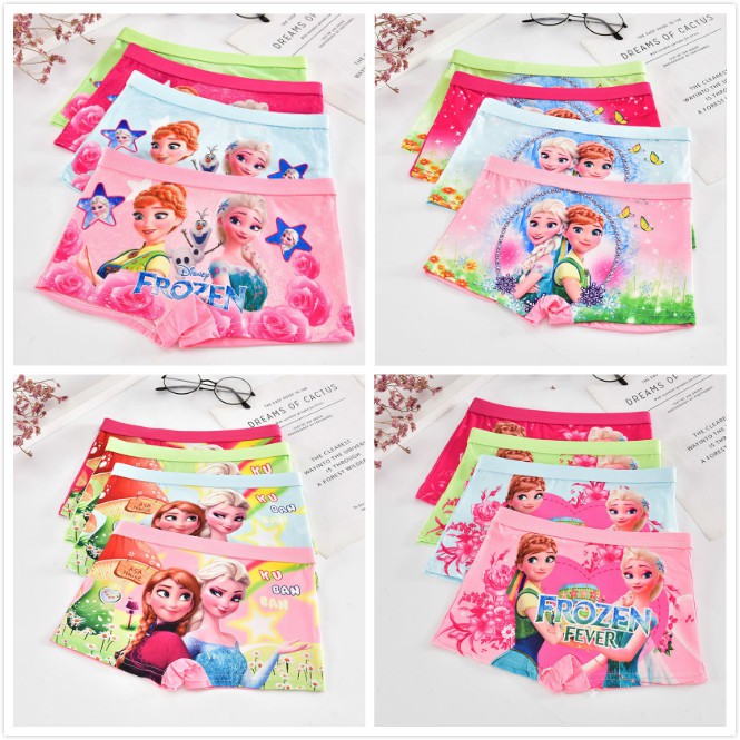 4 Pcs Kids Girls Cartoon Red Boxer Panties / Children Underwear Frozen Elsa  Anna Panties Cartoon Underwear Boxers For Weight 9-32.5kg.