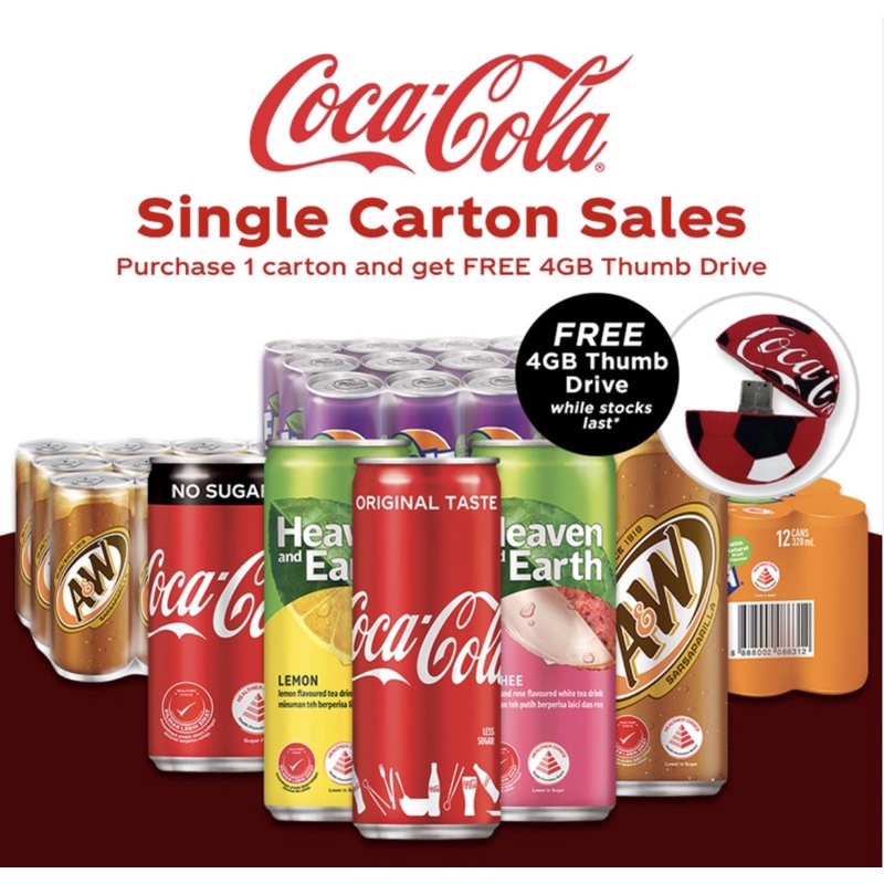 COKE ORIGINAL/CLASSIC/ZERO/LIGHT - 24cans x 320ml. Free Limited Edition 4GB  Thumb drive. While Stocks Last!