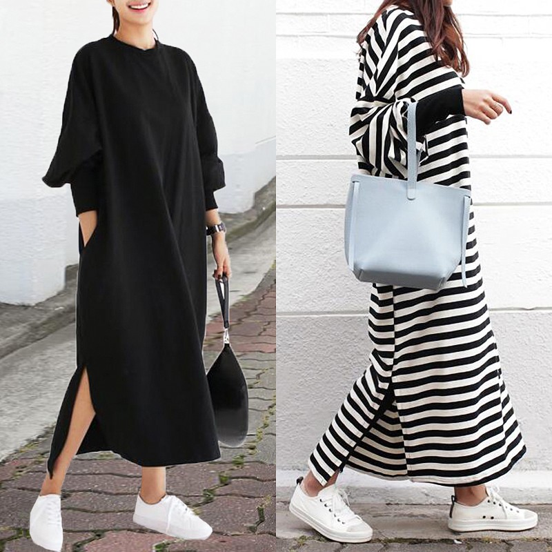 Casual striped maxi on sale dress