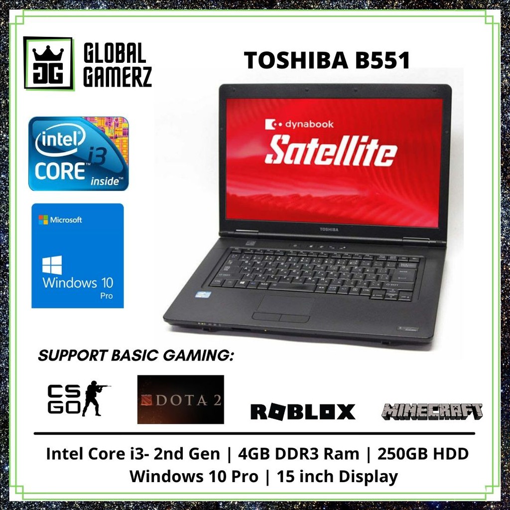 Toshiba B551 Laptop / 15 inch Display / SSD / 4GB Ram / Intel Core