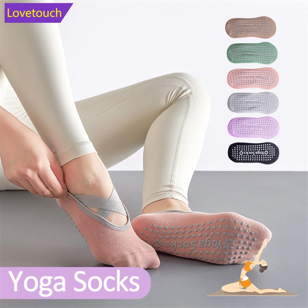 LOVETOUCH Women Yoga Socks Non-Slip Grips & Straps Cotton Sock For
