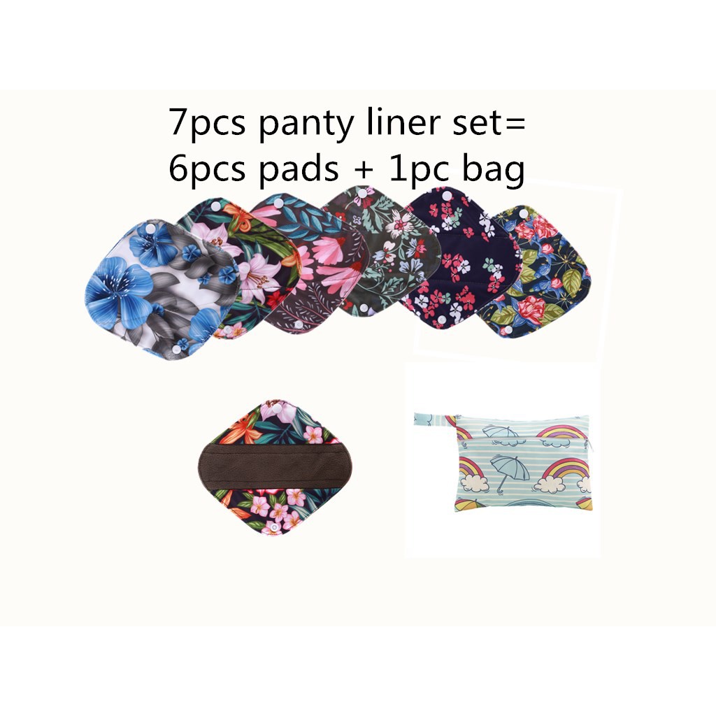Buy 6Pcs Resuable Waterproof Menstrual Pad Sets Including 1Pc Mini Wet Bag  and 5Pcs Regular Flow Menstrual Pads Mama Cloth Sanitary Napkins (Set 3,  Heavy Flow Bamboo Charcoal) Online at Low Prices