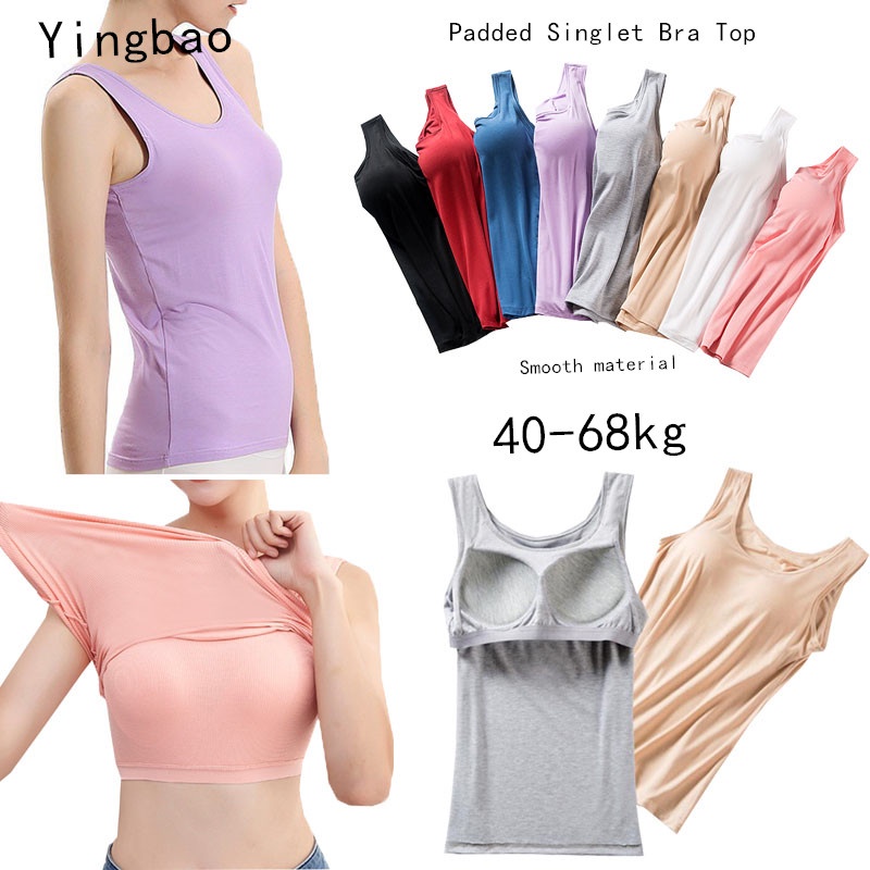 Lady Comfortable Modal Cotton Camisole with Chest Padded Bra 