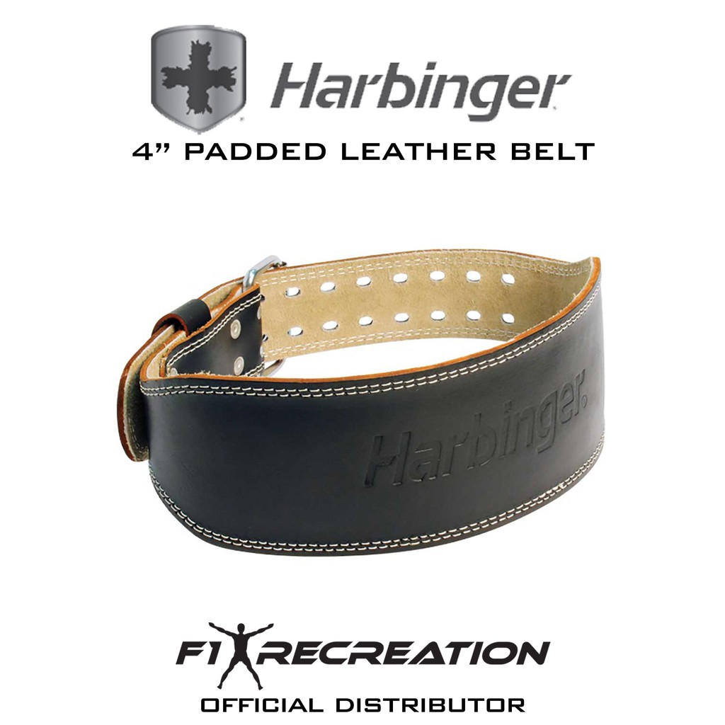 Harbinger padded leather contoured weightlifting belt with suede lining and 2025 steel roller buckle