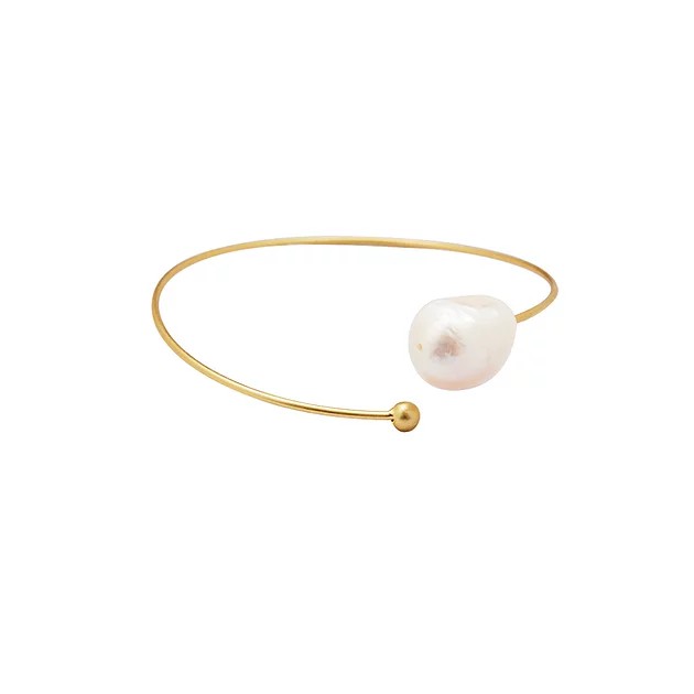 Gold and clearance pearl bangle bracelet