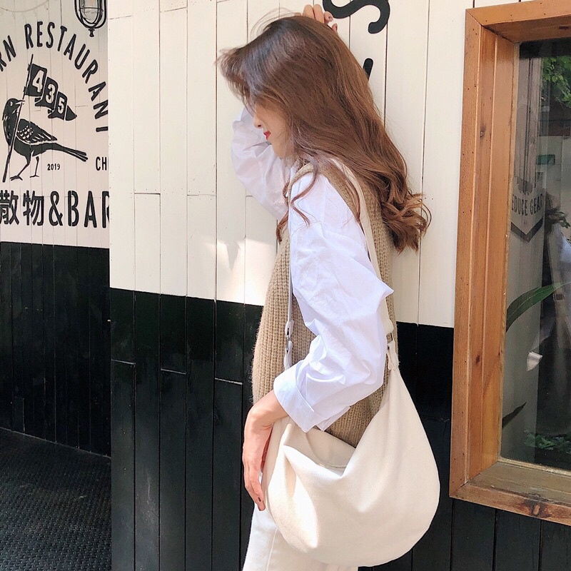 Plain Canvas Crossbody Bag