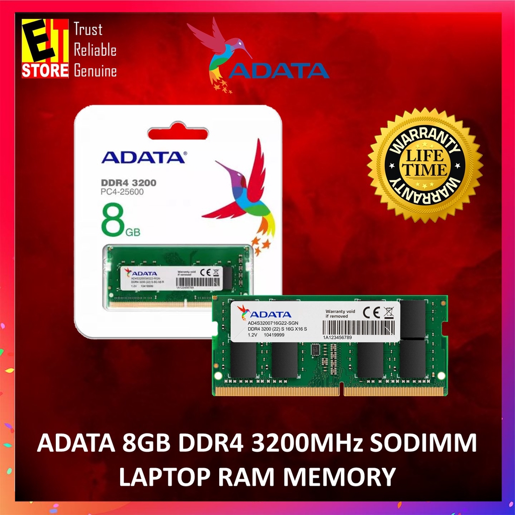 ADATA 8GB DDR4 3200MHz SODIMM LAPTOP RAM MEMORY AD4S320038G22RGN