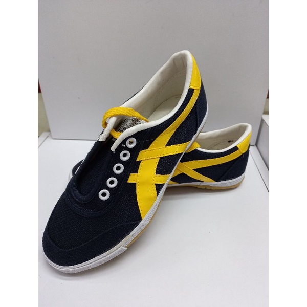 Shoes blue 2024 yellow stripes