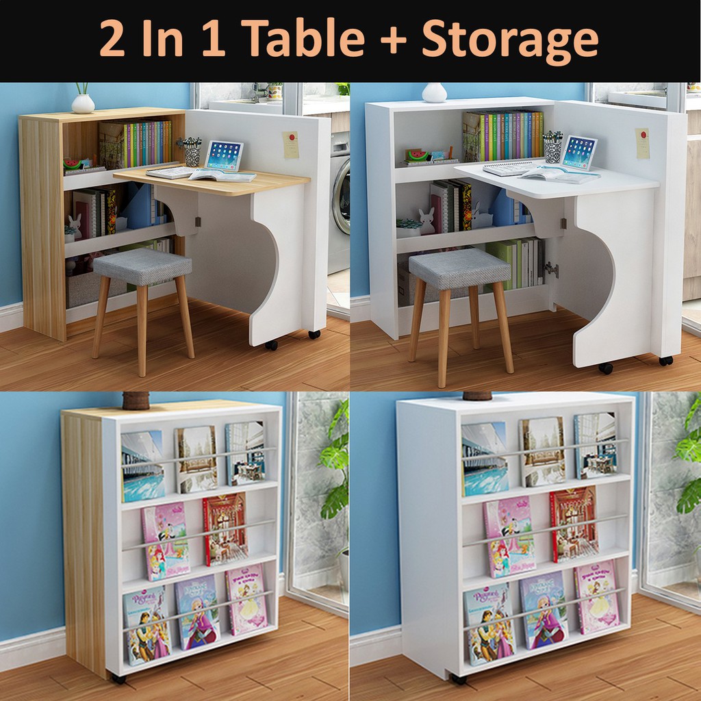 Foldable study deals table with storage