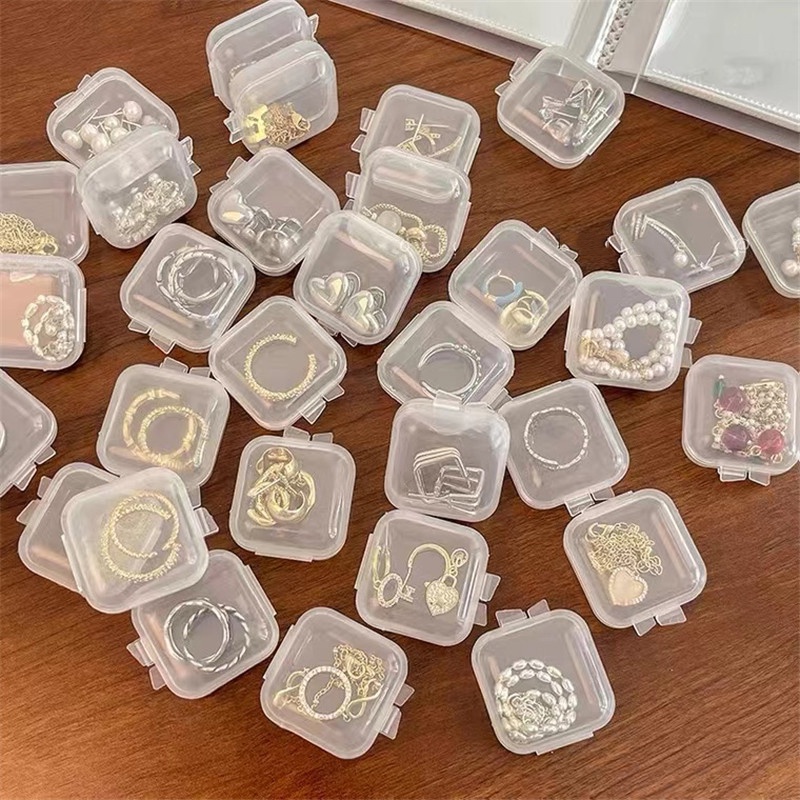 Small Boxes Square Transparent Plastic Jewelry Organizer Box