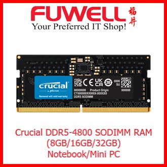 Crucial DDR4-3200 SODIMM Memory for Laptop (8GB/16GB/32GB)