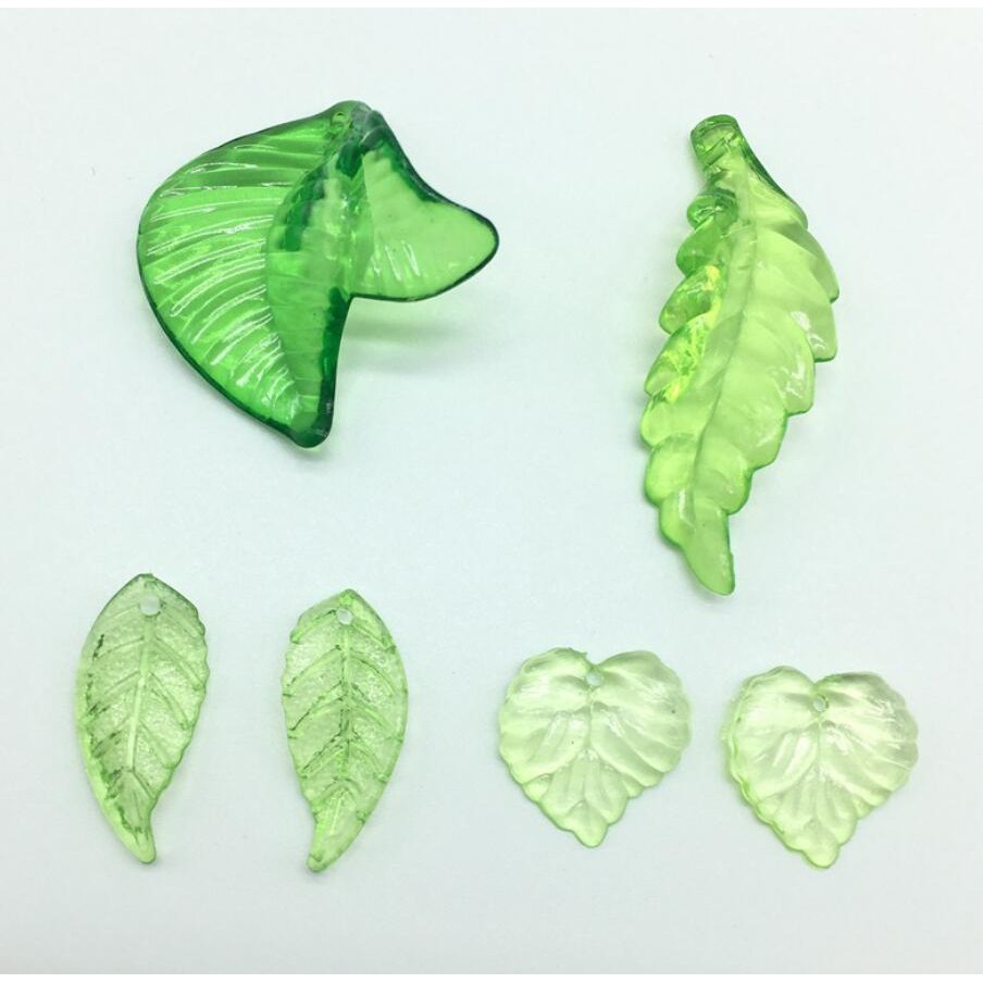 Fashion Green Color Acrylic Leaf Beads Handmade DIY Loose