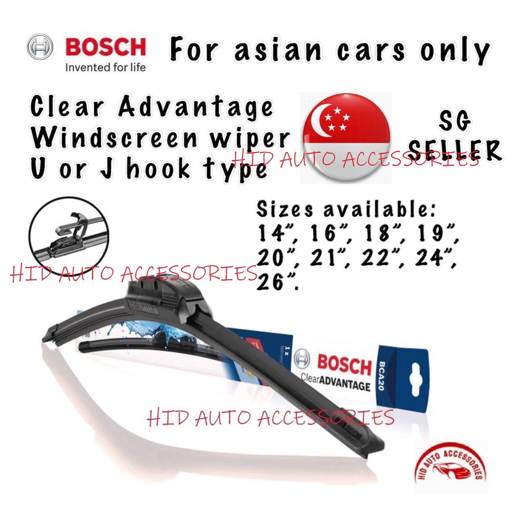 Bosch Clear Advantage Car Windshield Wiper U Hook J Hook Type