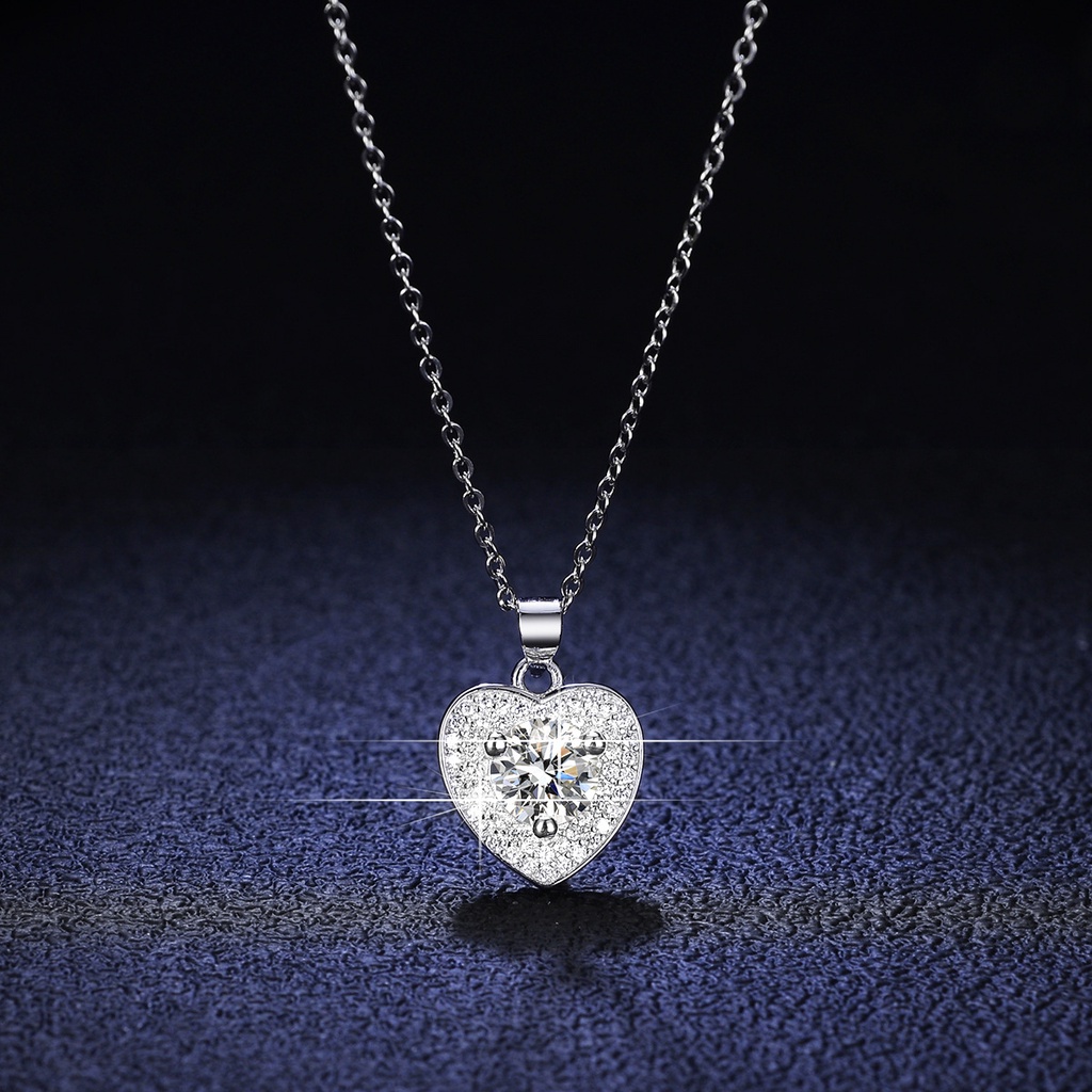 Real silver deals diamond necklace