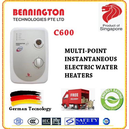 BENNINGTON MULTI-POINT C600 INSTANTANEOUS ELECTRIC WATER HEATER | Singapore  Products | FREE Express Delivery | | Shopee Singapore