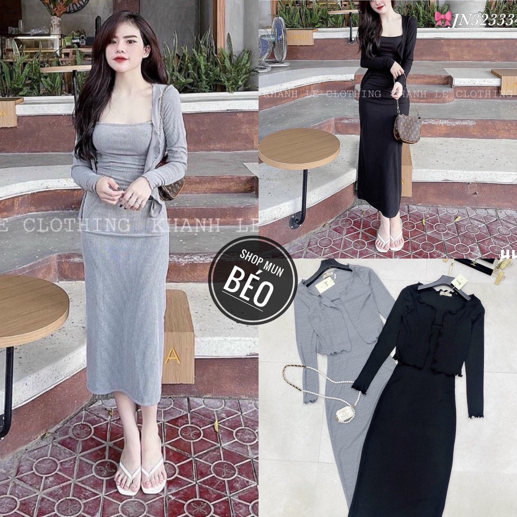 New Model] Long Cheese Dress Set With Ribbed T-Shirt Jacket Suitable For  Party Wear To Work Out | Shopee Singapore